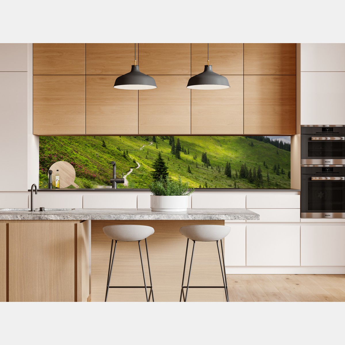 Naklejka repozycjonowalna słoneczna górska ścieżka przez zieloną łąkę – Wallissimo® Naklejka repozycjonowalna słoneczna górska ścieżka przez zieloną łąkę – Wallissimo®