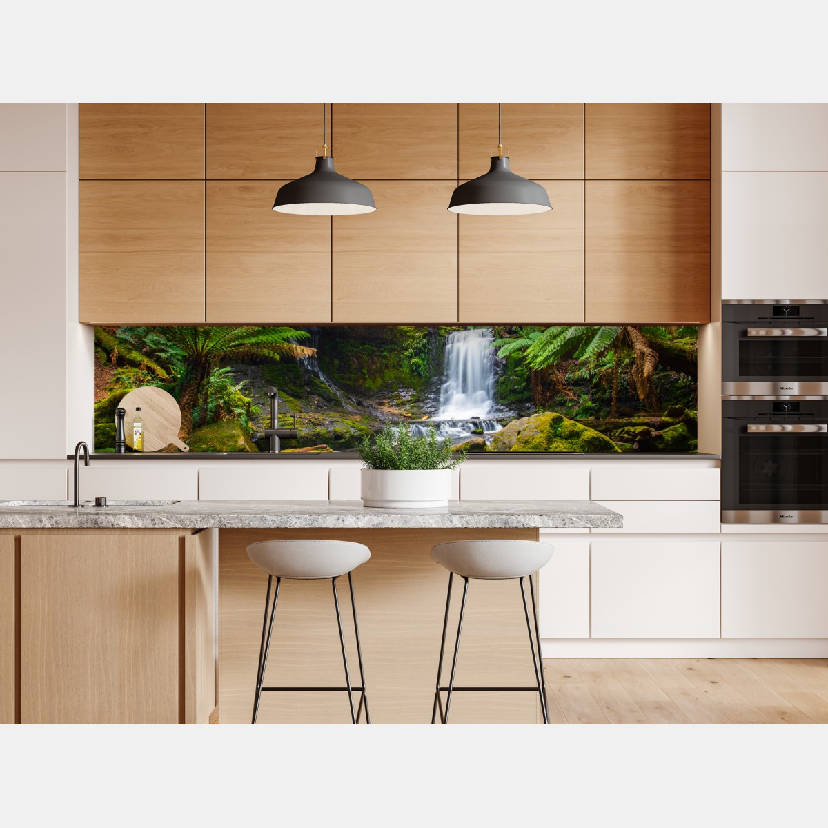 Naklejka repozycjonowalna bujny leśny wodospad – Wallissimo® Naklejka repozycjonowalna bujny leśny wodospad – Wallissimo®