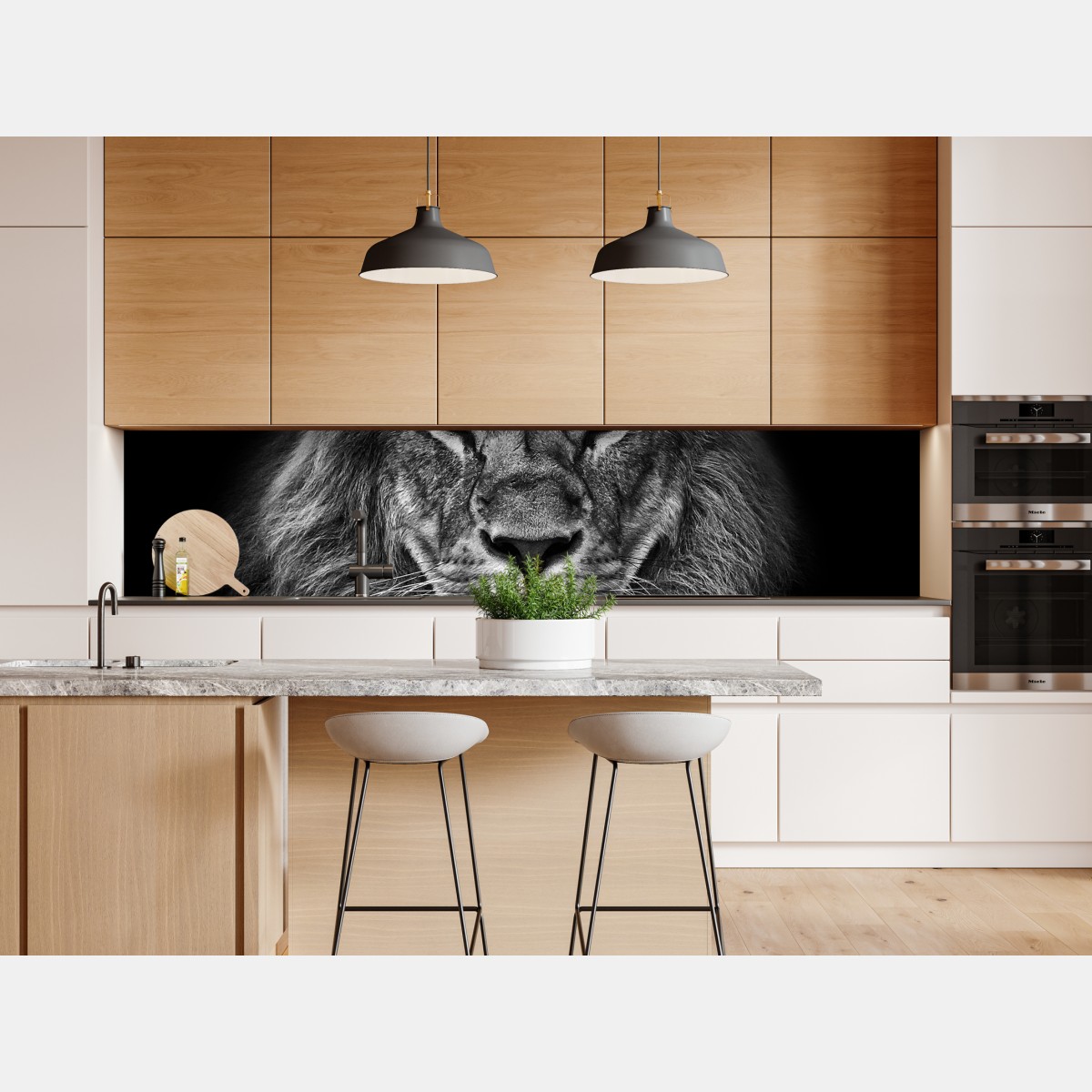 Naklejka repozycjonowalna majestatyczny portret lwa w monochromie – Wallissimo® Naklejka repozycjonowalna majestatyczny portret lwa w monochromie – Wallissimo®