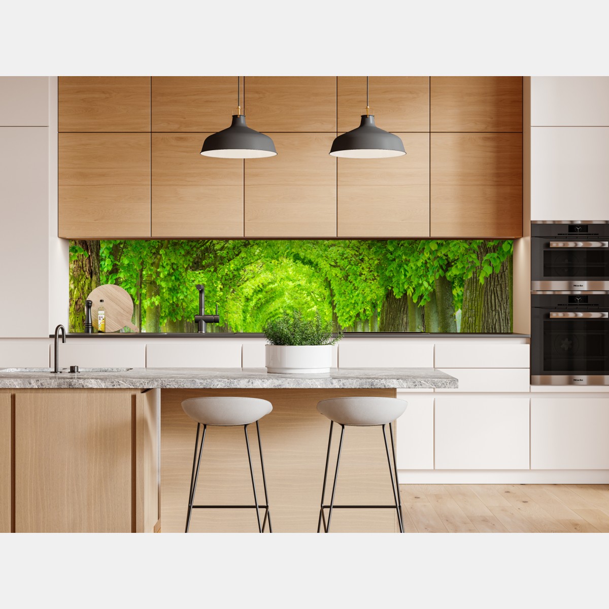 Naklejka repozycjonowalna zielony tunel drzew – Wallissimo® Naklejka repozycjonowalna zielony tunel drzew – Wallissimo®