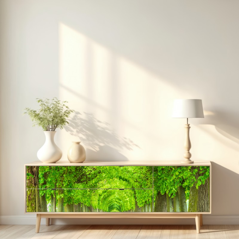 Naklejka repozycjonowalna zielony tunel drzew – Wallissimo® Naklejka repozycjonowalna zielony tunel drzew – Wallissimo®