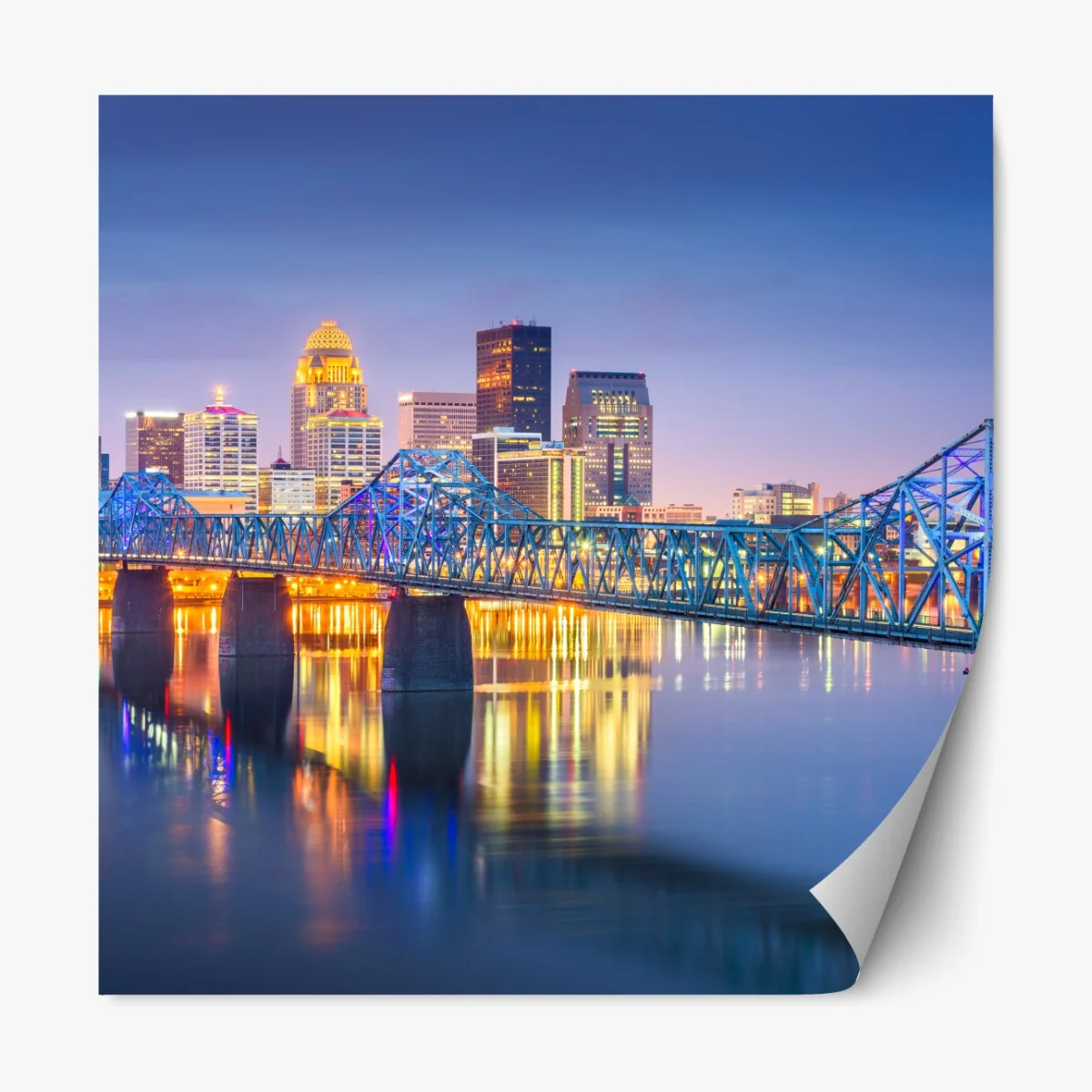 Naklejka repozycjonowalna Louisville panorama o zmierzchu – Wallissimo® Naklejka repozycjonowalna Louisville panorama o zmierzchu – Wallissimo®