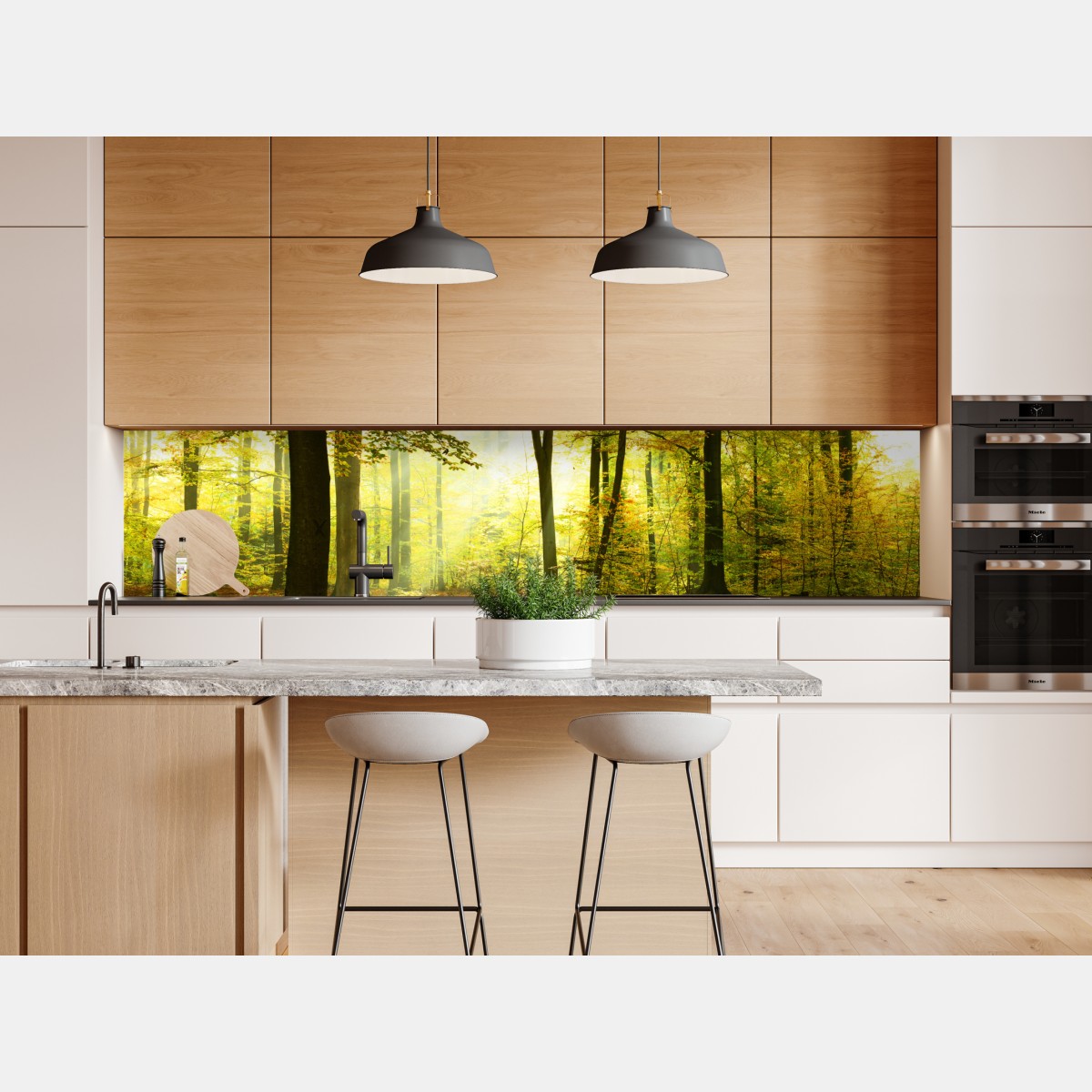 Naklejka repozycjonowalna złoty jesienny las o poranku – Wallissimo® Naklejka repozycjonowalna złoty jesienny las o poranku – Wallissimo®