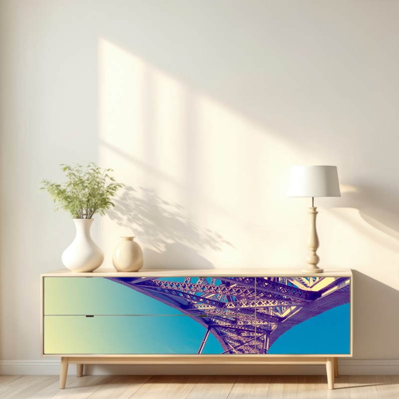 Naklejka repozycjonowalna abstrakcyjna stalowa konstrukcja mostu w perspektywie – Wallissimo® Naklejka repozycjonowalna abstrakcyjna stalowa konstrukcja mostu w perspektywie – Wallissimo®