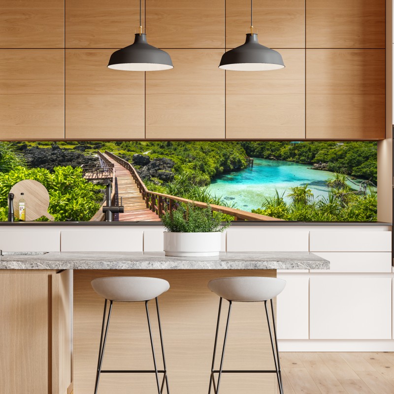 Naklejka repozycjonowalna mglista panorama górska – Wallissimo®