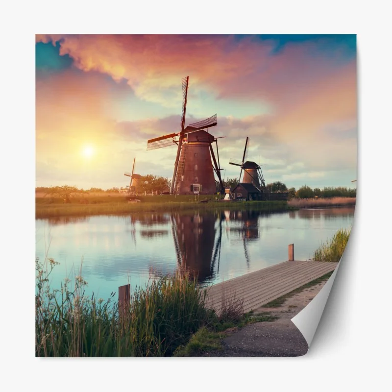 Naklejka repozycjonowalna złoty szczyt nad alpejskim potokiem – Wallissimo®