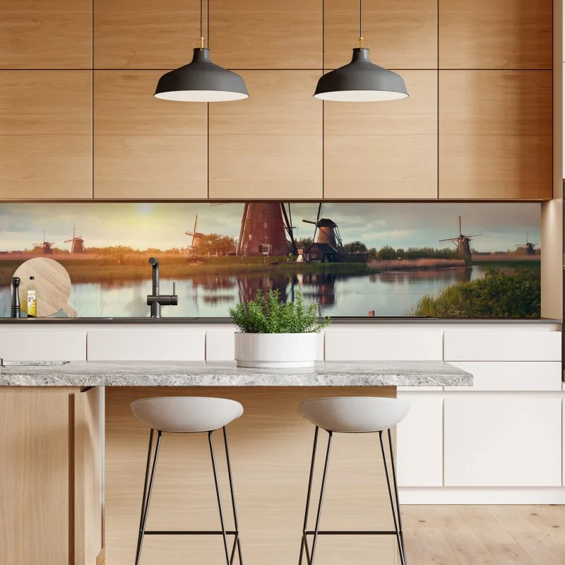 Naklejka repozycjonowalna złoty szczyt nad alpejskim potokiem – Wallissimo®