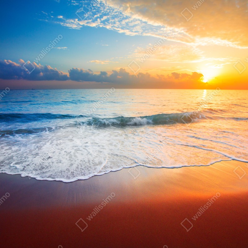 Naklejka repozycjonowalna spokojny zachód słońca nad oceanem – Wallissimo® Naklejka repozycjonowalna spokojny zachód słońca nad oceanem – Wallissimo®