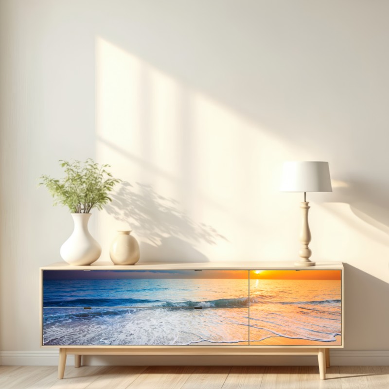 Naklejka repozycjonowalna spokojny zachód słońca nad oceanem – Wallissimo® Naklejka repozycjonowalna spokojny zachód słońca nad oceanem – Wallissimo®