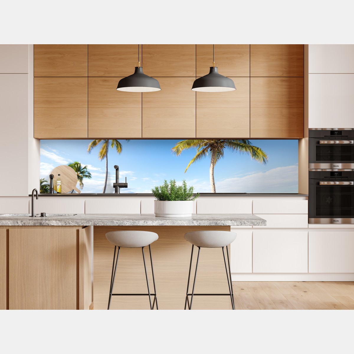 Naklejka repozycjonowalna tropikalna plaża z palmami – Wallissimo® Naklejka repozycjonowalna tropikalna plaża z palmami – Wallissimo®