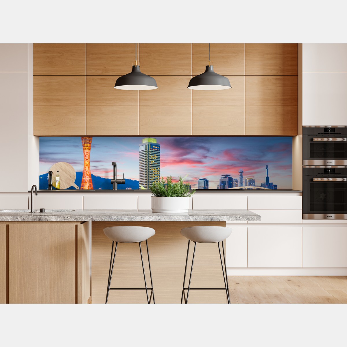 Naklejka repozycjonowalna Kobe panorama portu o zmierzchu – Wallissimo® Naklejka repozycjonowalna Kobe panorama portu o zmierzchu – Wallissimo®