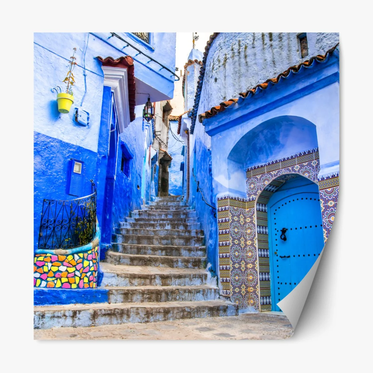 Naklejka repozycjonowalna niebieska uliczka w Chefchaouen, Maroko – Wallissimo® Naklejka repozycjonowalna niebieska uliczka w Chefchaouen, Maroko – Wallissimo®