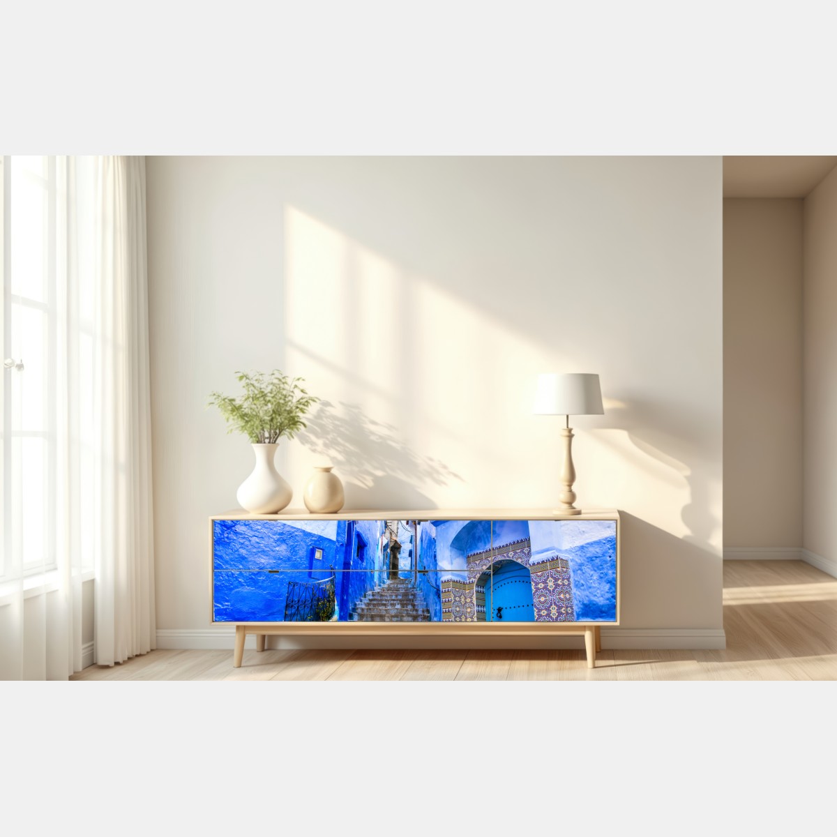 Naklejka repozycjonowalna niebieska uliczka w Chefchaouen, Maroko – Wallissimo® Naklejka repozycjonowalna niebieska uliczka w Chefchaouen, Maroko – Wallissimo®