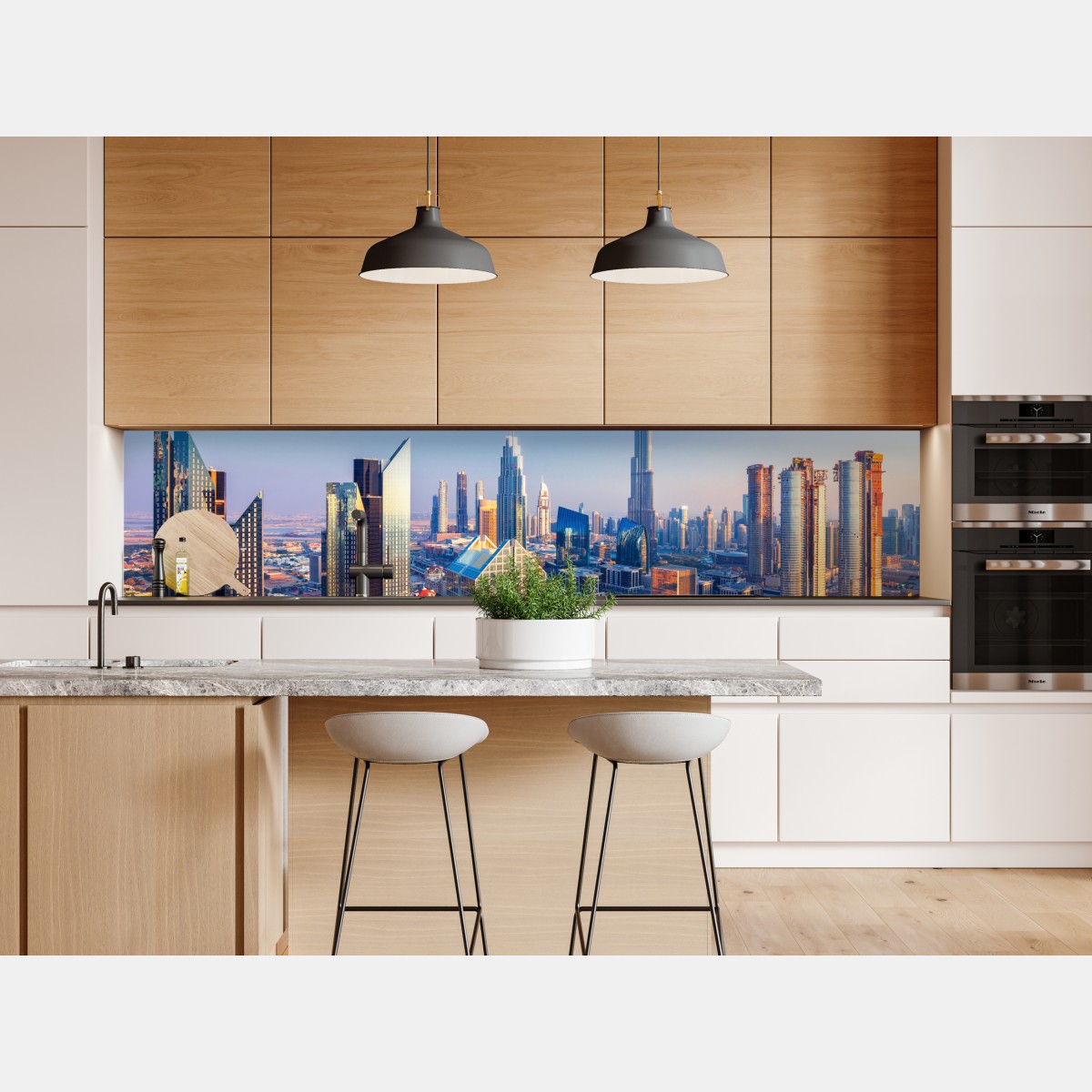 Naklejka repozycjonowalna panorama Dubaju z Burj Khalifa o zachodzie słońca – Wallissimo® Naklejka repozycjonowalna panorama Dubaju z Burj Khalifa o zachodzie słońca – Wallissimo®