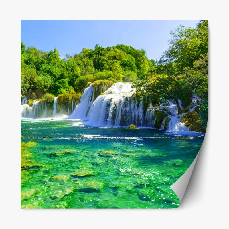 Naklejka repozycjonowalna szmaragdowy wodospad