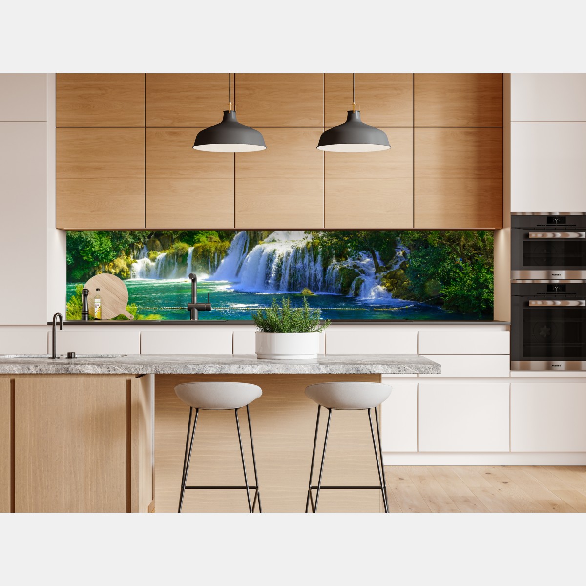 Naklejka repozycjonowalna szmaragdowy wodospad – Wallissimo® Naklejka repozycjonowalna szmaragdowy wodospad – Wallissimo®