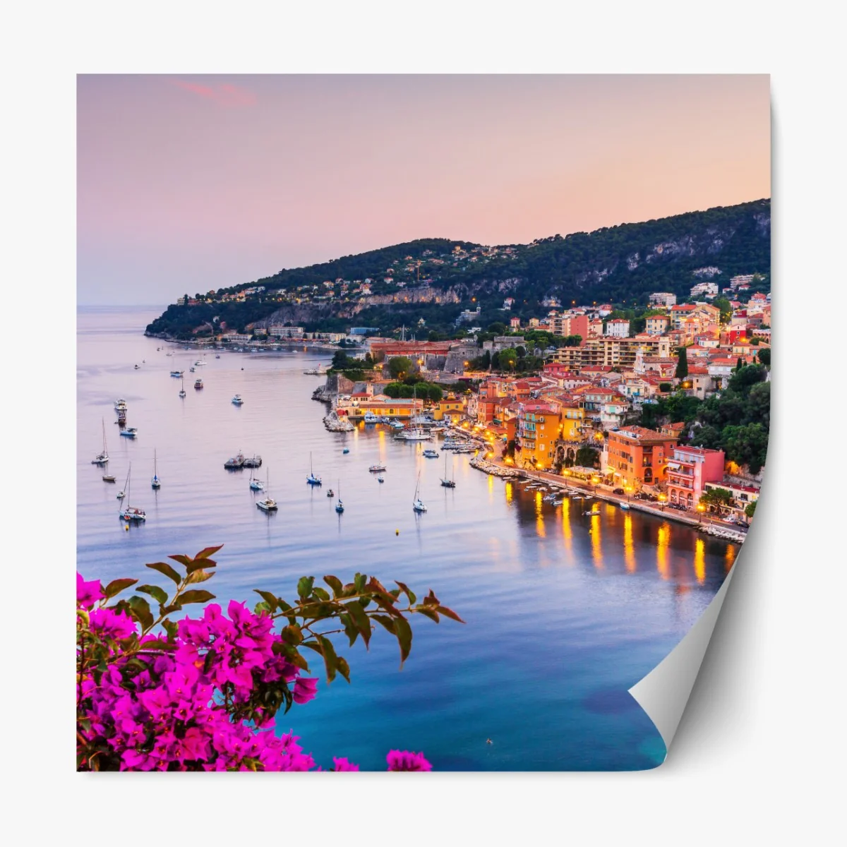 Naklejka repozycjonowalna zachód słońca nad zatoką Villefranche-sur-Mer – Wallissimo® Naklejka repozycjonowalna zachód słońca nad zatoką Villefranche-sur-Mer – Wallissimo®