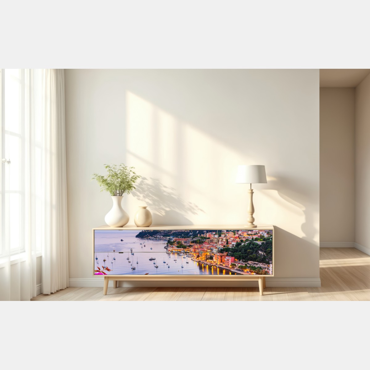 Naklejka repozycjonowalna zachód słońca nad zatoką Villefranche-sur-Mer – Wallissimo® Naklejka repozycjonowalna zachód słońca nad zatoką Villefranche-sur-Mer – Wallissimo®