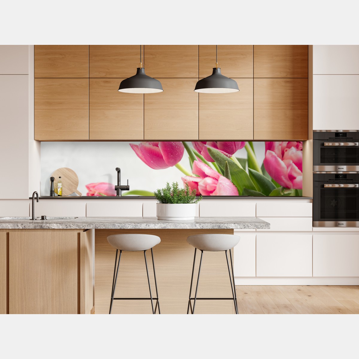 Naklejka repozycjonowalna elegancki bukiet różowych tulipanów – Wallissimo® Naklejka repozycjonowalna elegancki bukiet różowych tulipanów – Wallissimo®