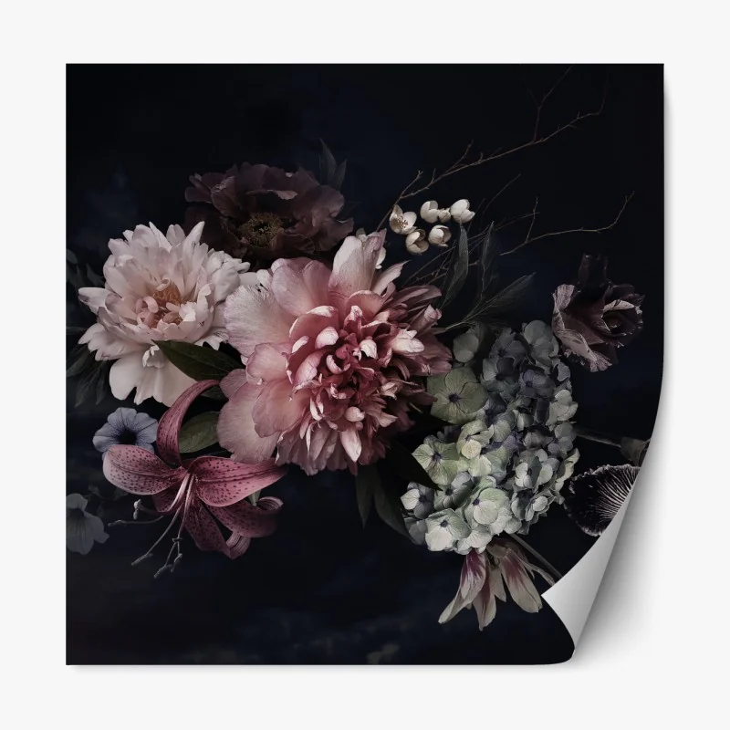 Naklejka repozycjonowalna bukiet piwonii i hortensji