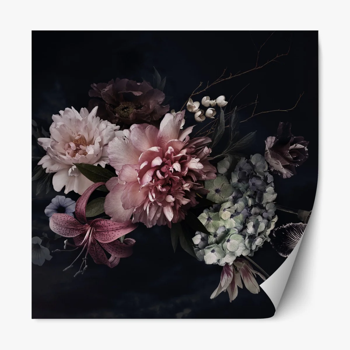 Naklejka repozycjonowalna bukiet piwonii i hortensji – Wallissimo® Naklejka repozycjonowalna bukiet piwonii i hortensji – Wallissimo®