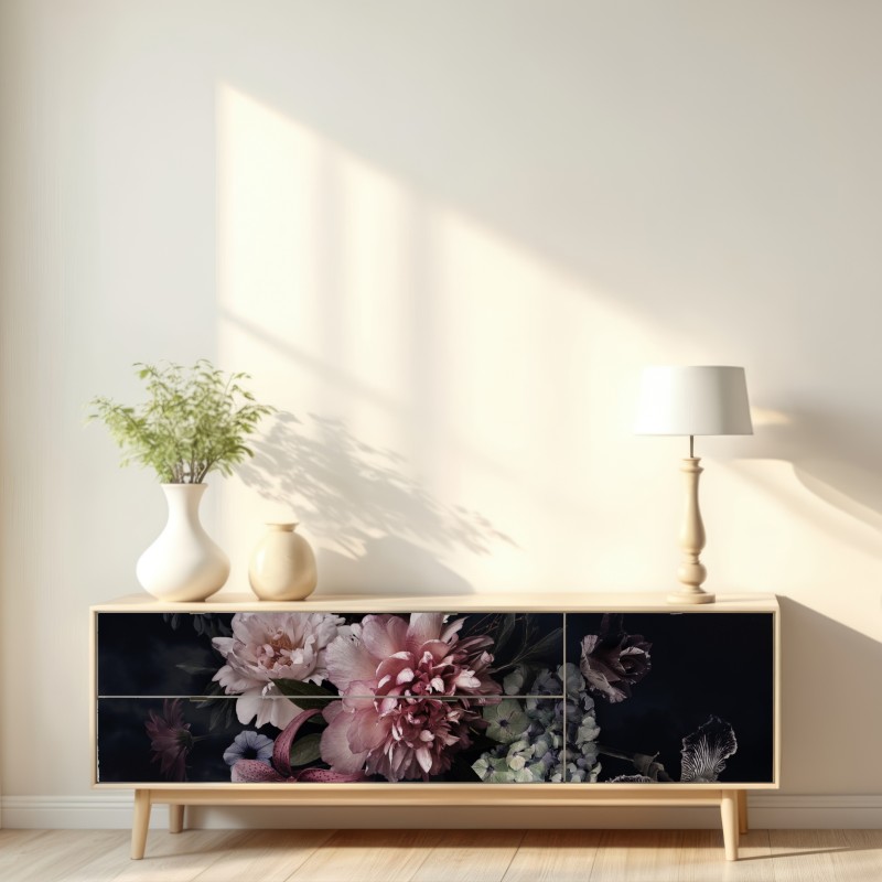 Naklejka repozycjonowalna bukiet piwonii i hortensji – Wallissimo® Naklejka repozycjonowalna bukiet piwonii i hortensji – Wallissimo®