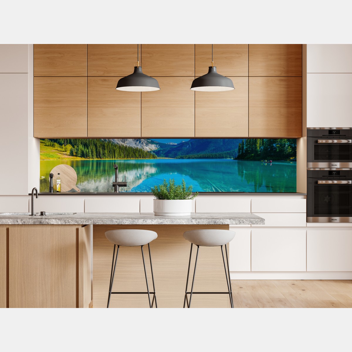 Naklejka repozycjonowalna turkusowe alpejskie jezioro z odbiciami gór – Wallissimo® Naklejka repozycjonowalna turkusowe alpejskie jezioro z odbiciami gór – Wallissimo®