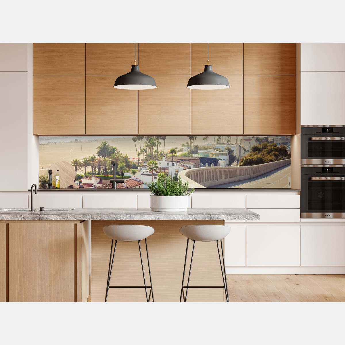 Naklejka repozycjonowalna Santa Monica nadmorska panorama – Wallissimo® Naklejka repozycjonowalna Santa Monica nadmorska panorama – Wallissimo®