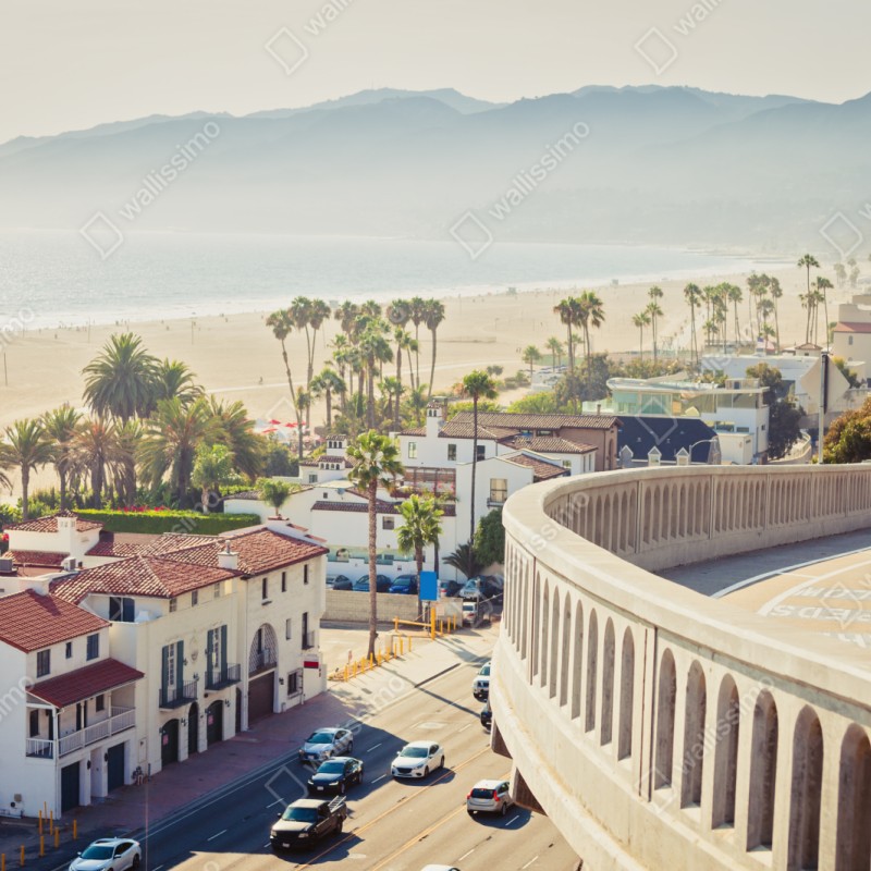 Naklejka repozycjonowalna Santa Monica nadmorska panorama – Wallissimo® Naklejka repozycjonowalna Santa Monica nadmorska panorama – Wallissimo®