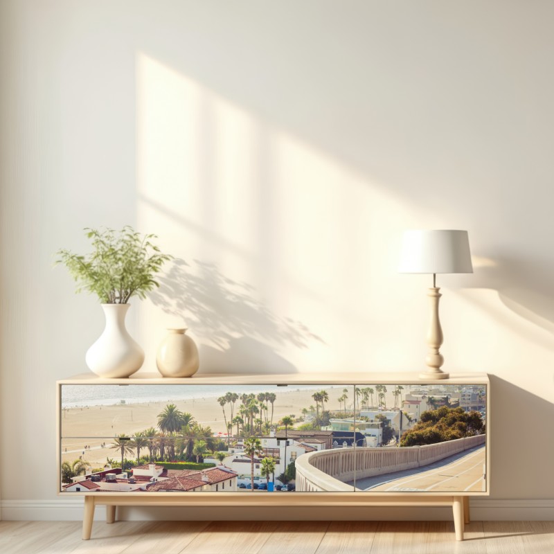 Naklejka repozycjonowalna Santa Monica nadmorska panorama – Wallissimo® Naklejka repozycjonowalna Santa Monica nadmorska panorama – Wallissimo®