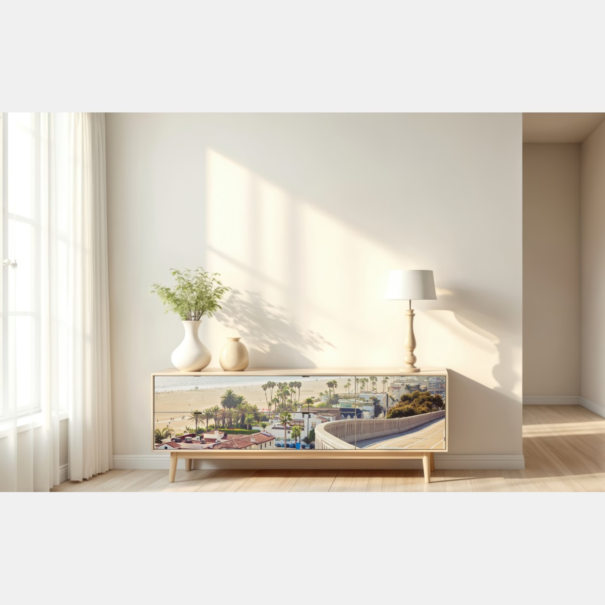 Naklejka repozycjonowalna Santa Monica nadmorska panorama – Wallissimo® Naklejka repozycjonowalna Santa Monica nadmorska panorama – Wallissimo®