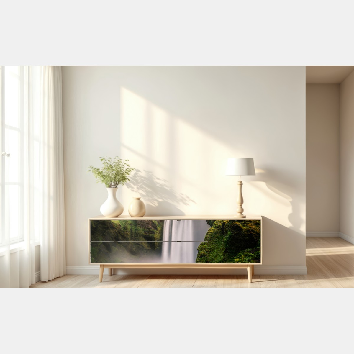 Naklejka repozycjonowalna majestatyczny wodospad Skogafoss – Wallissimo® Naklejka repozycjonowalna majestatyczny wodospad Skogafoss – Wallissimo®