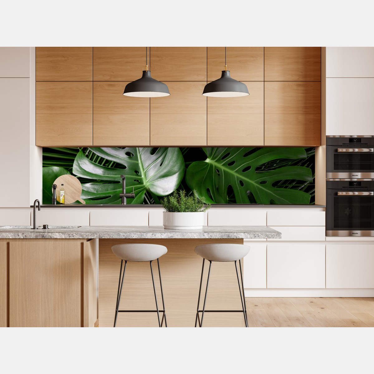 Naklejka repozycjonowalna bujne liście monstery – Wallissimo® Naklejka repozycjonowalna bujne liście monstery – Wallissimo®