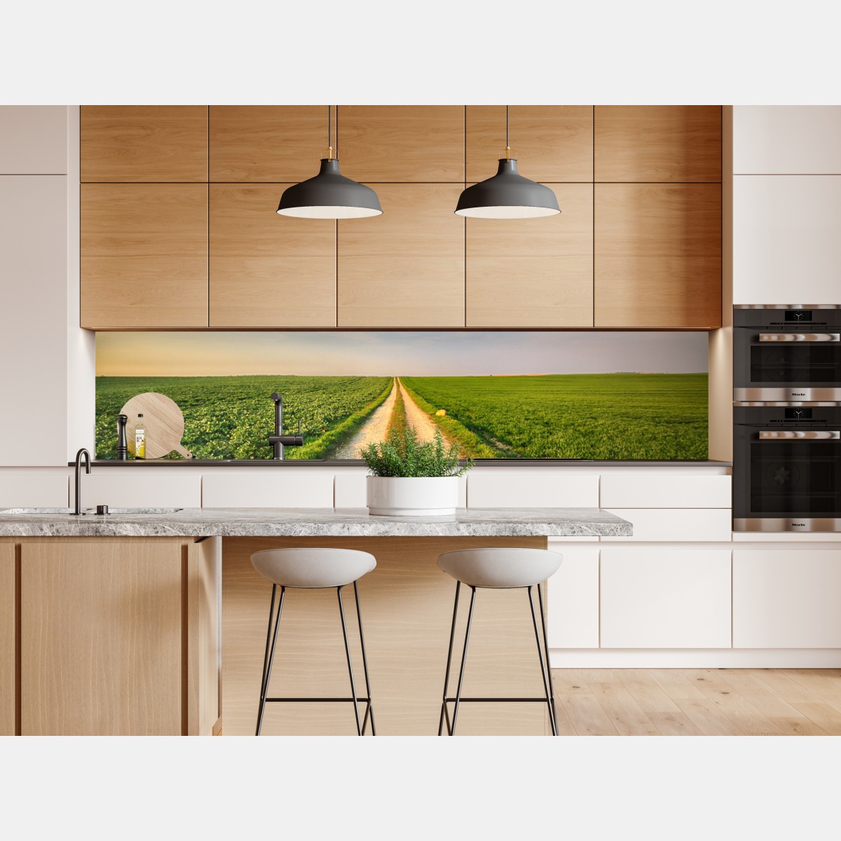 Naklejka repozycjonowalna polna droga przez zielone pola – Wallissimo® Naklejka repozycjonowalna polna droga przez zielone pola – Wallissimo®