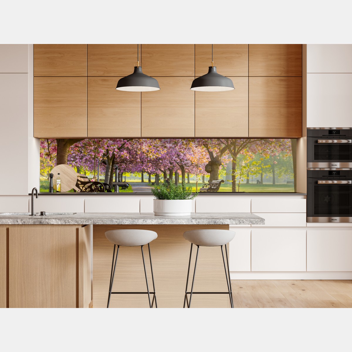 Naklejka repozycjonowalna aleja kwitnących wiśni wiosną – Wallissimo® Naklejka repozycjonowalna aleja kwitnących wiśni wiosną – Wallissimo®