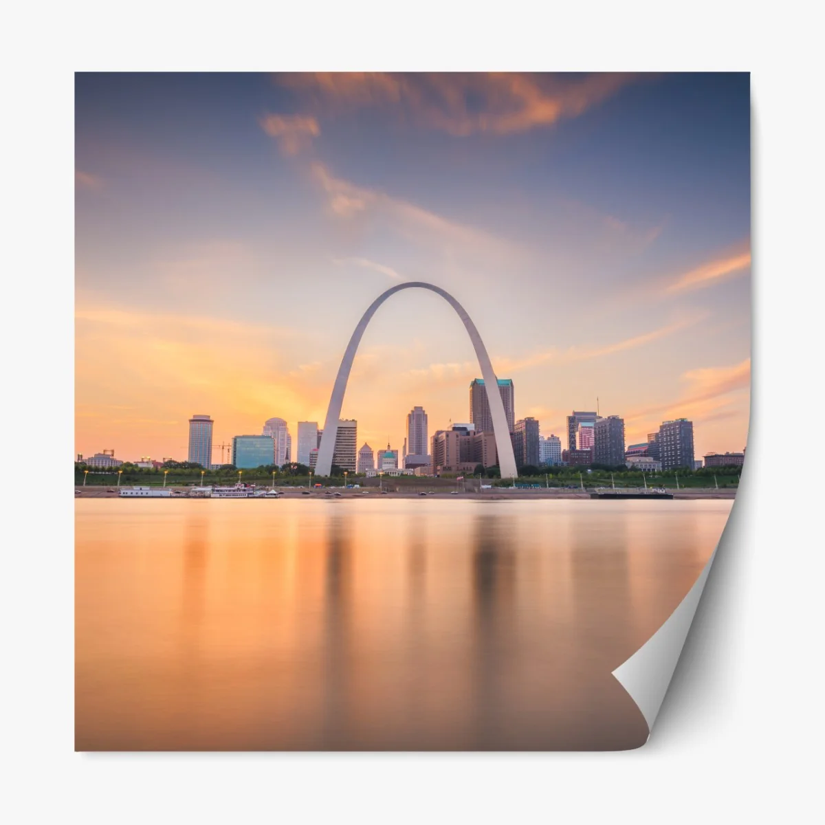 Naklejka repozycjonowalna St. Louis panorama o zmierzchu – Wallissimo® Naklejka repozycjonowalna St. Louis panorama o zmierzchu – Wallissimo®