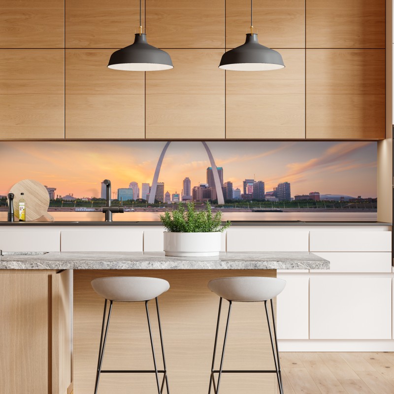 Naklejka repozycjonowalna tropikalny zachód słońca z sylwetkami palm – Wallissimo®