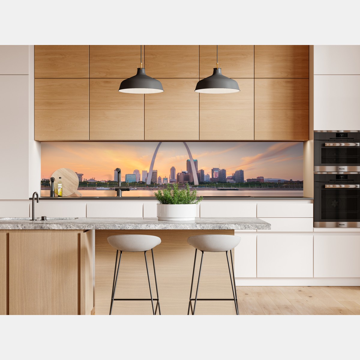 Naklejka repozycjonowalna St. Louis panorama o zmierzchu – Wallissimo® Naklejka repozycjonowalna St. Louis panorama o zmierzchu – Wallissimo®