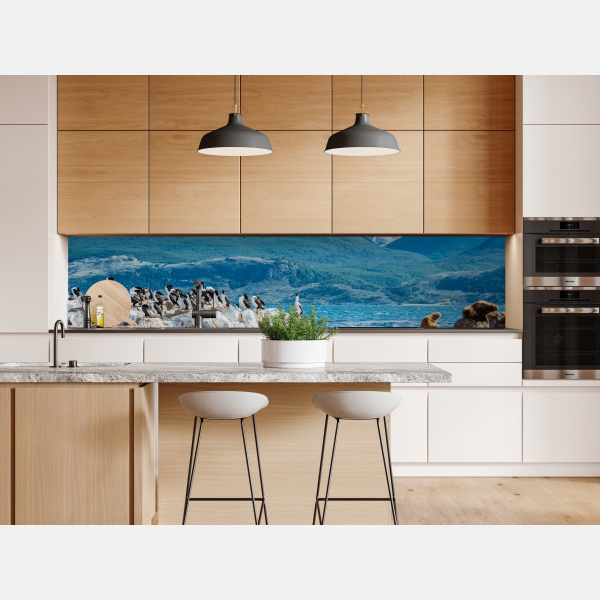 Naklejka repozycjonowalna lwy morskie i ptaki na skalistym wybrzeżu – Wallissimo® Naklejka repozycjonowalna lwy morskie i ptaki na skalistym wybrzeżu – Wallissimo®