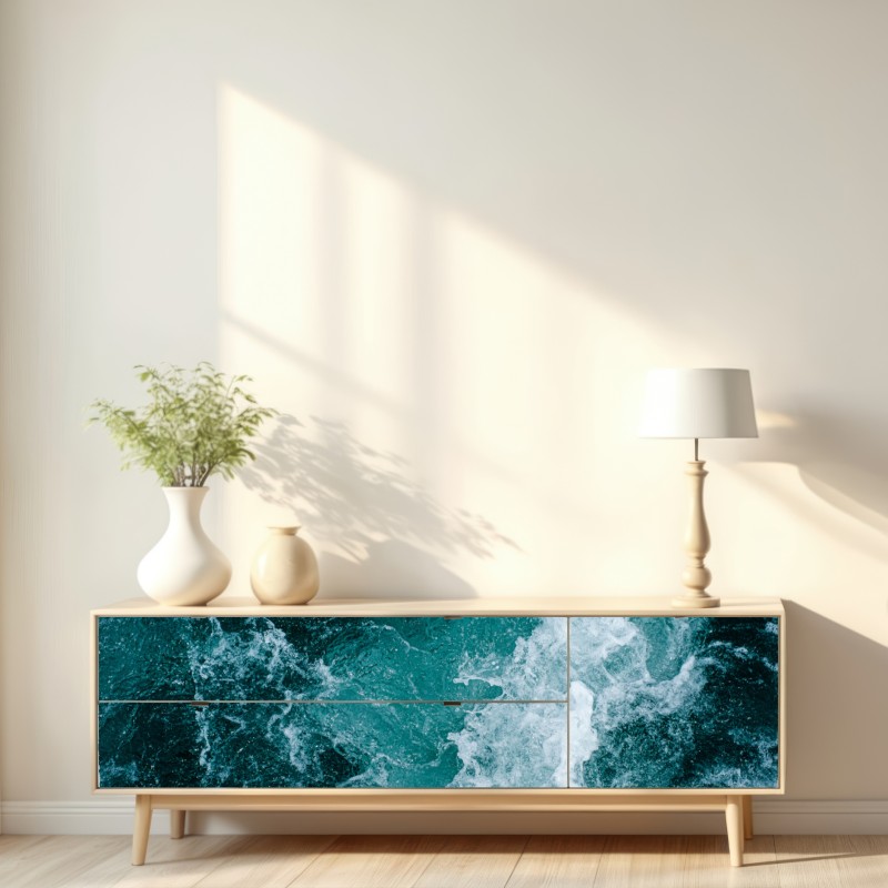 Naklejka repozycjonowalna turkusowe fale morskie – Wallissimo® Naklejka repozycjonowalna turkusowe fale morskie – Wallissimo®