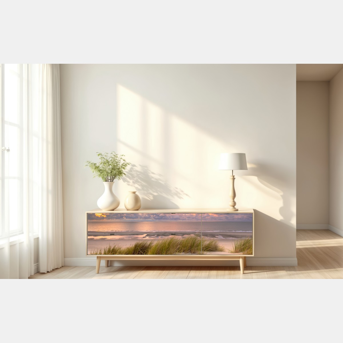 Naklejka repozycjonowalna zachód słońca nad wydmami Zeeland – Wallissimo® Naklejka repozycjonowalna zachód słońca nad wydmami Zeeland – Wallissimo®