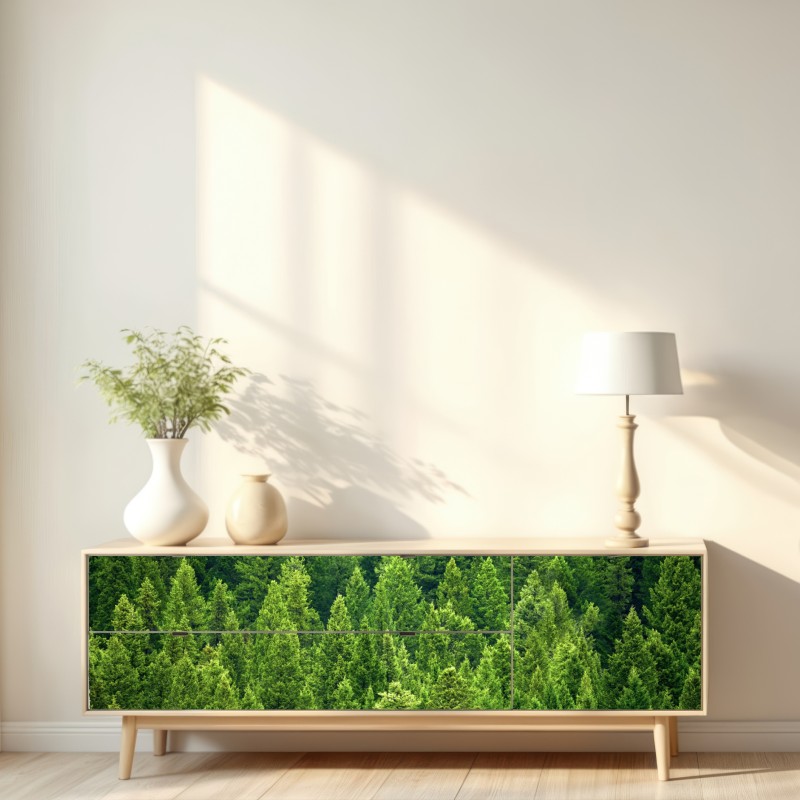 Naklejka repozycjonowalna bujna korona lasu sosnowego – Wallissimo® Naklejka repozycjonowalna bujna korona lasu sosnowego – Wallissimo®