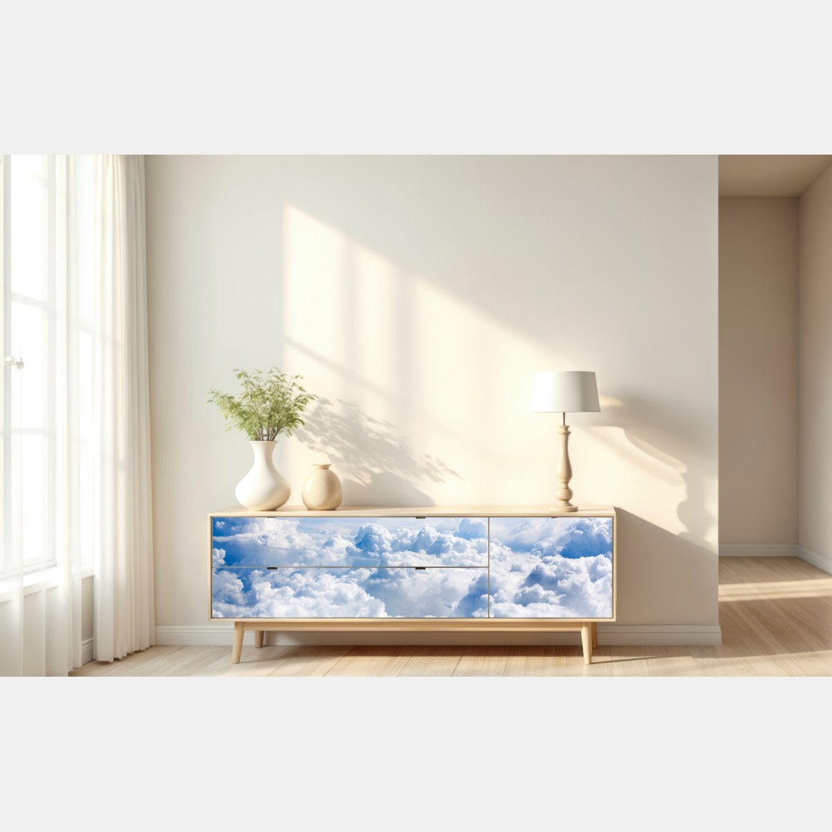 Naklejka repozycjonowalna spokojny niebiański pejzaż chmur – Wallissimo® Naklejka repozycjonowalna spokojny niebiański pejzaż chmur – Wallissimo®