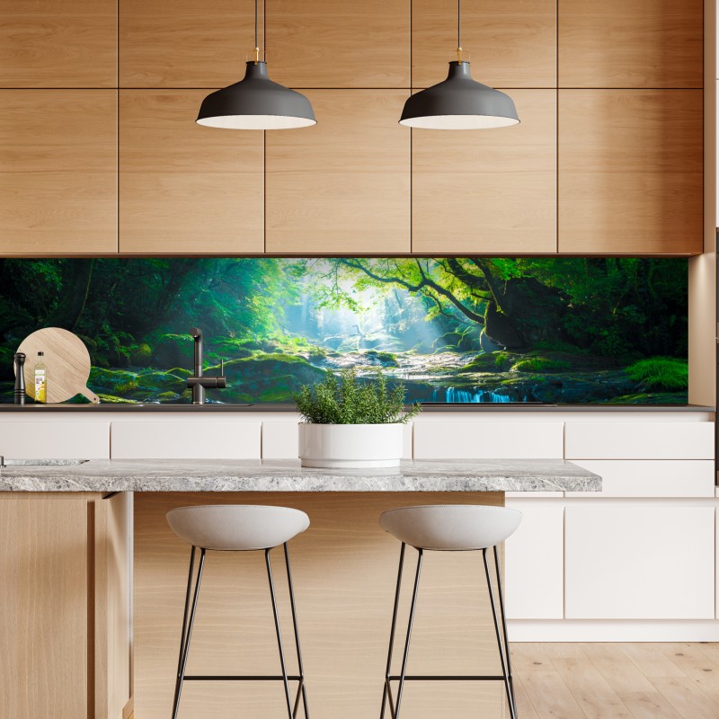 Naklejka repozycjonowalna tropikalne akwarelowe orchidee i liście palmowe – Wallissimo®