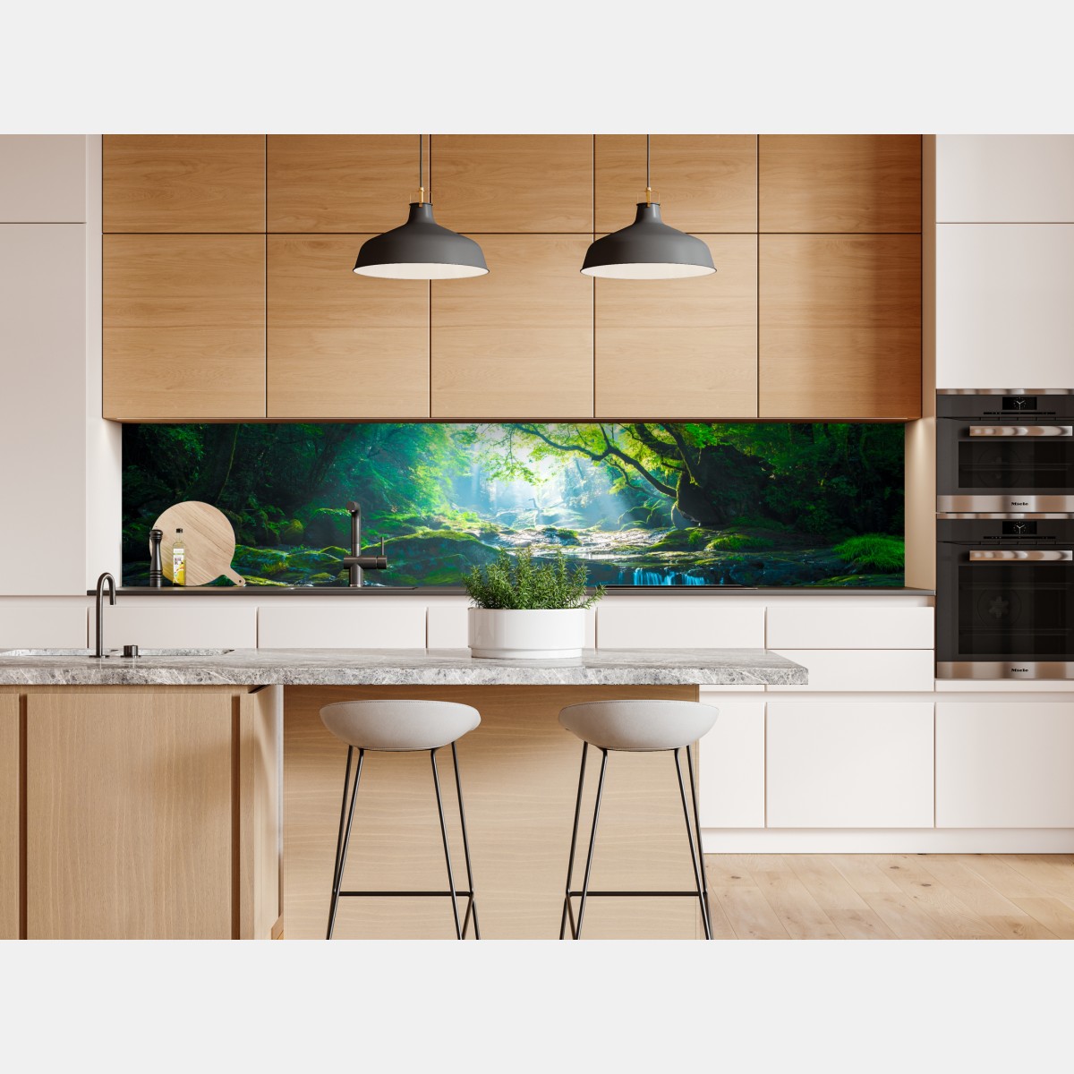 Naklejka repozycjonowalna słoneczny leśny strumień z mchem – Wallissimo® Naklejka repozycjonowalna słoneczny leśny strumień z mchem – Wallissimo®