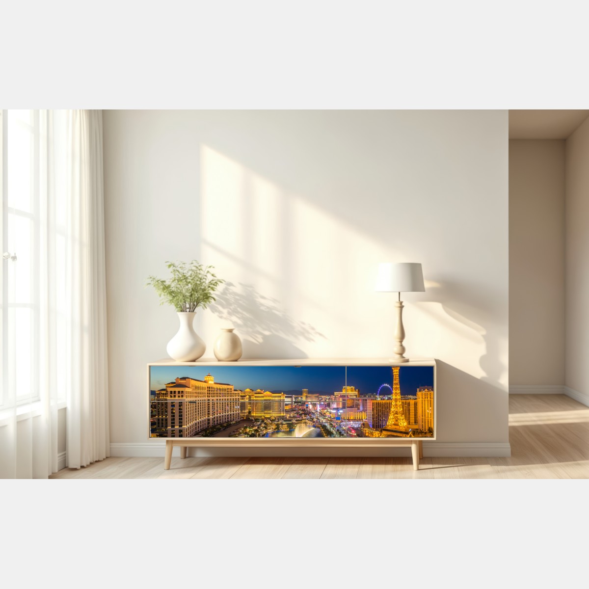Naklejka repozycjonowalna panorama Las Vegas nocą – Wallissimo® Naklejka repozycjonowalna panorama Las Vegas nocą – Wallissimo®