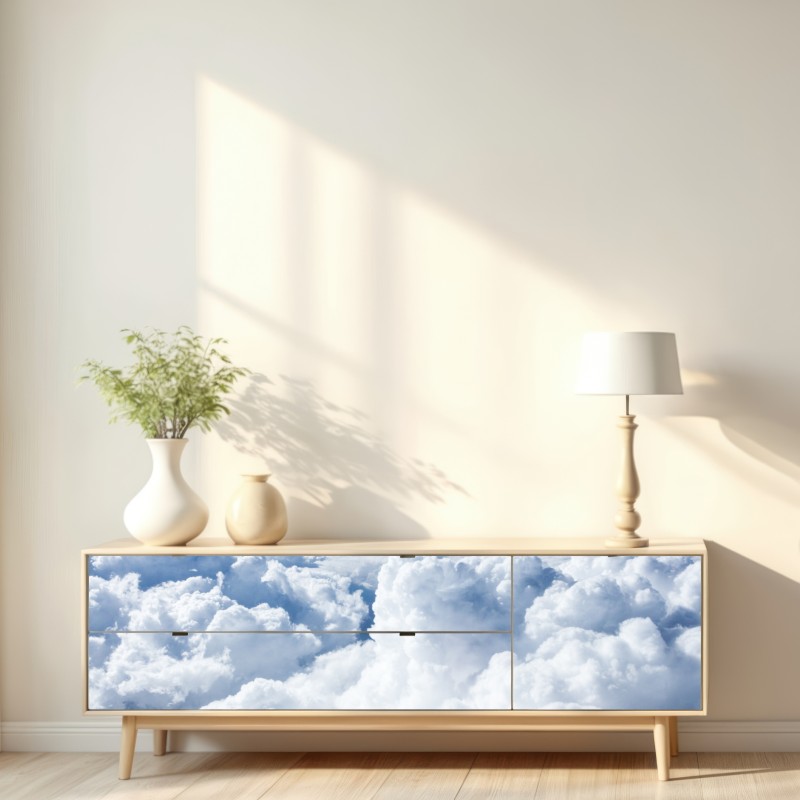 Naklejka repozycjonowalna widok z lotu ptaka: miękkie chmury i błękitne niebo – Wallissimo® Naklejka repozycjonowalna widok z lotu ptaka: miękkie chmury i błękitne niebo – Wallissimo®