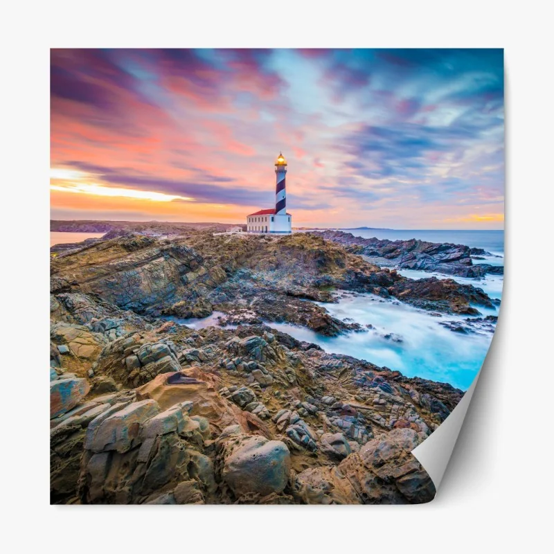 Naklejka repozycjonowalna zachód słońca przy latarni Favaritx, Minorka