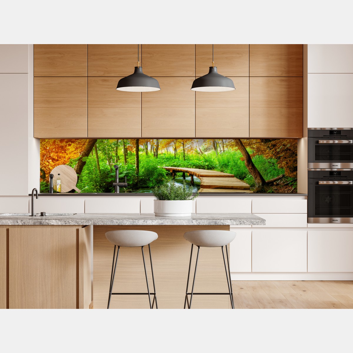 Naklejka repozycjonowalna złoty pomost w lesie nad Plitwickimi Jeziorami – Wallissimo® Naklejka repozycjonowalna złoty pomost w lesie nad Plitwickimi Jeziorami – Wallissimo®