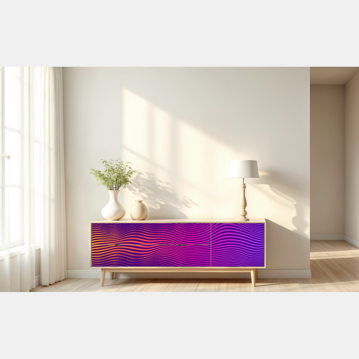 Naklejka repozycjonowalna żywy gradient falowy wzór – Wallissimo® Naklejka repozycjonowalna żywy gradient falowy wzór – Wallissimo®